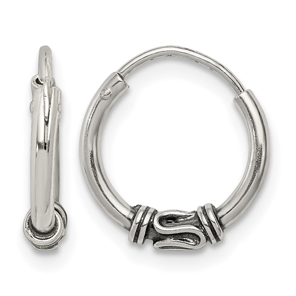 Sterling Silver Antiqued Hoop Earrings