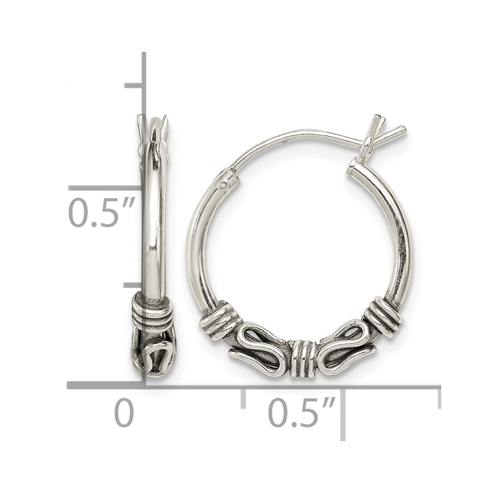 Sterling Silver Antiqued Hoop Earrings