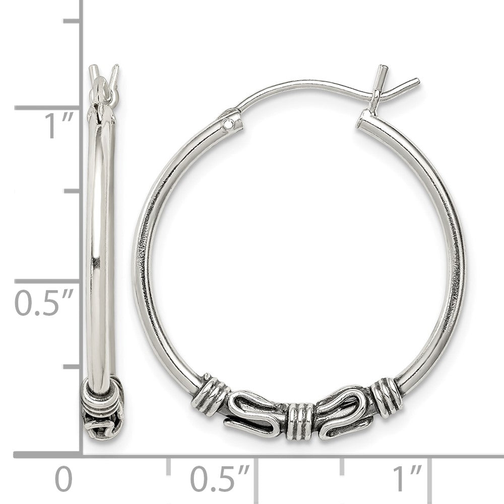 Sterling Silver Antiqued Hoop Earrings