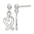 Sterling Silver Heart Dangle Post Earrings