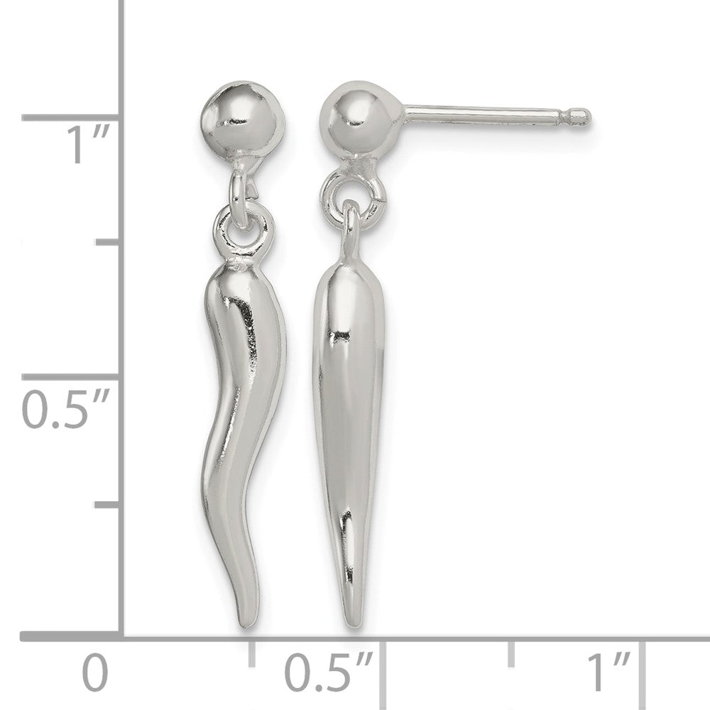 Sterling Silver Polished Italian Horn Post Dangle Earrings