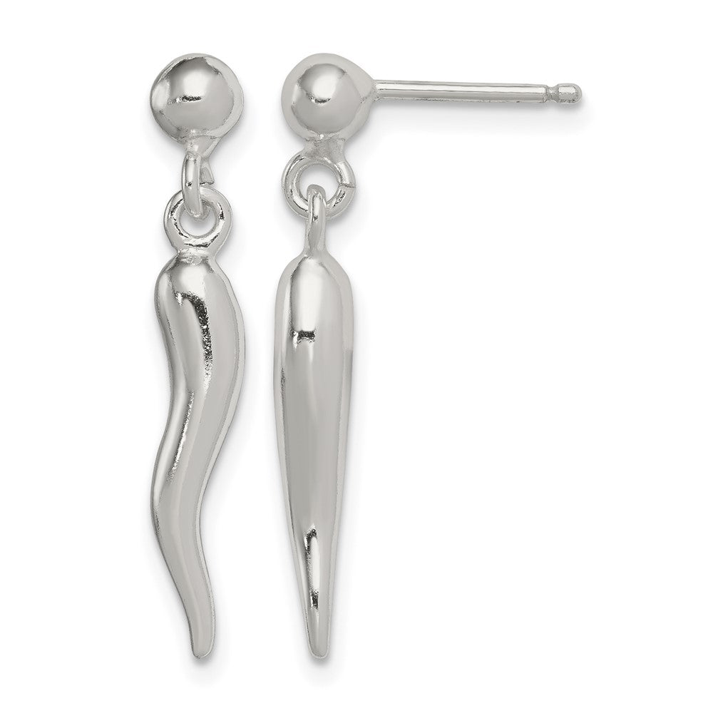 Sterling Silver Polished Italian Horn Post Dangle Earrings
