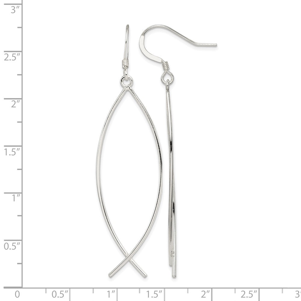 Sterling Silver Polished Ichthus Dangle Earrings