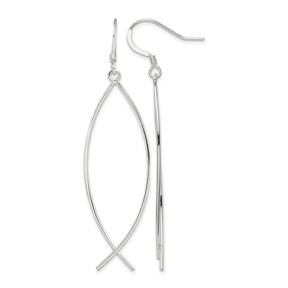 Sterling Silver Polished Ichthus Dangle Earrings