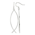 Sterling Silver Polished Ichthus Dangle Earrings