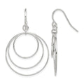 Sterling Silver Polished Fancy Triple Circle Dangle Earrings
