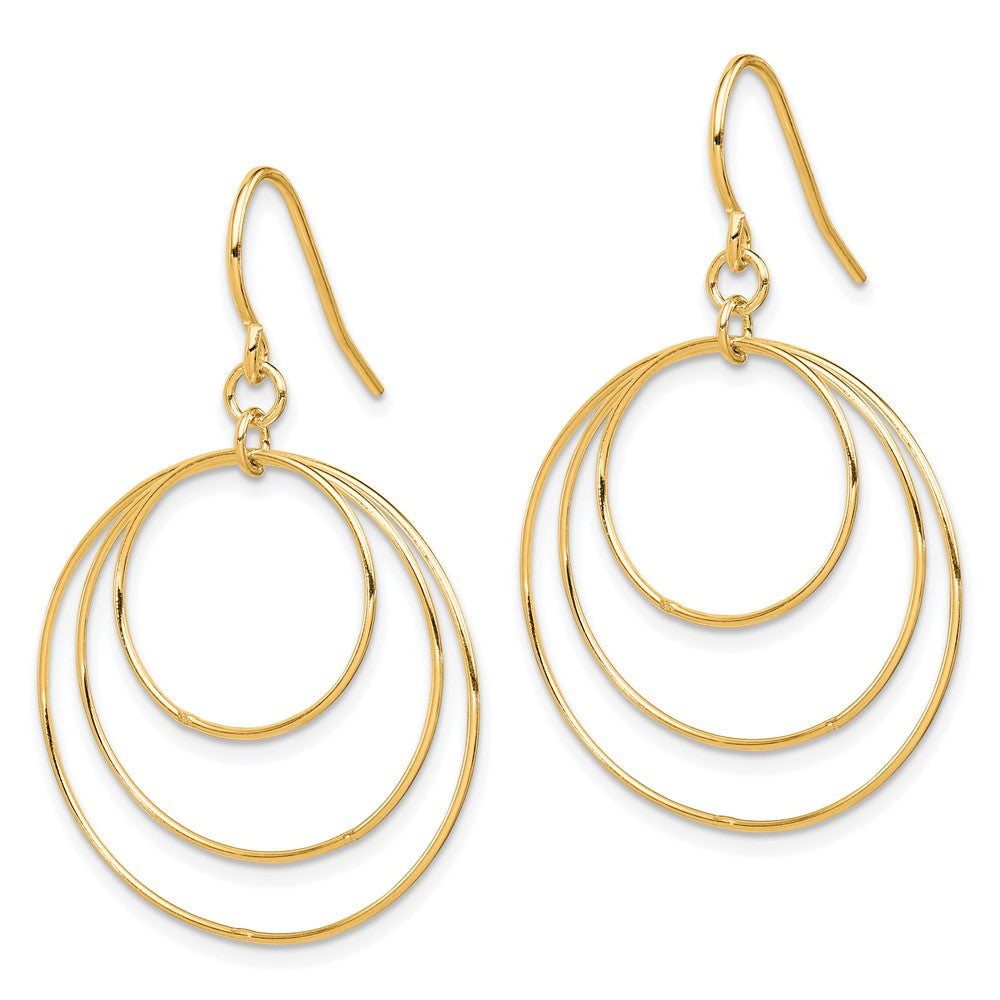 Sterling Silver Gold-plated Polished Fancy Triple Circle Dangle Earrings