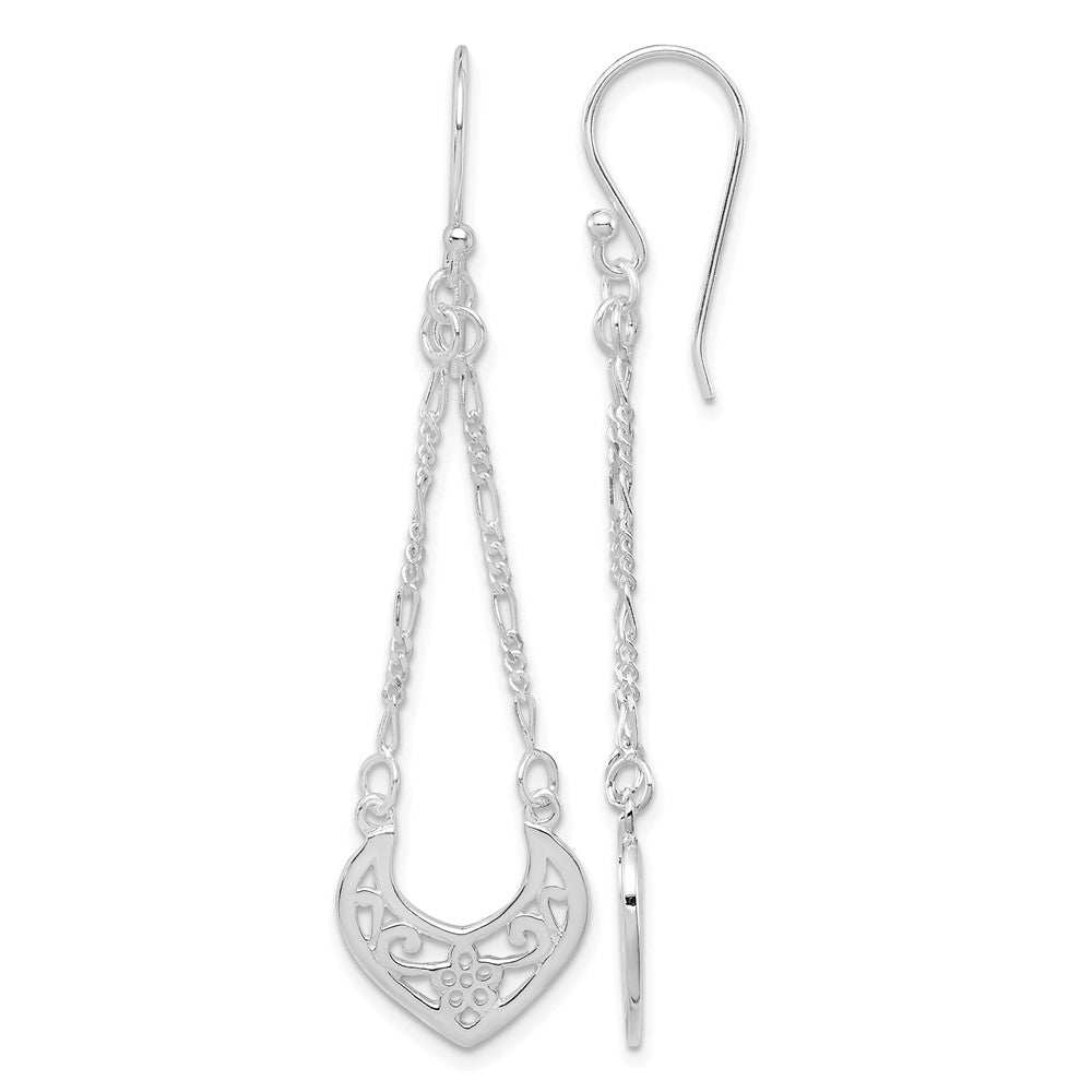 Sterling Silver Rhodium-plated Filigree Dangle Earrings