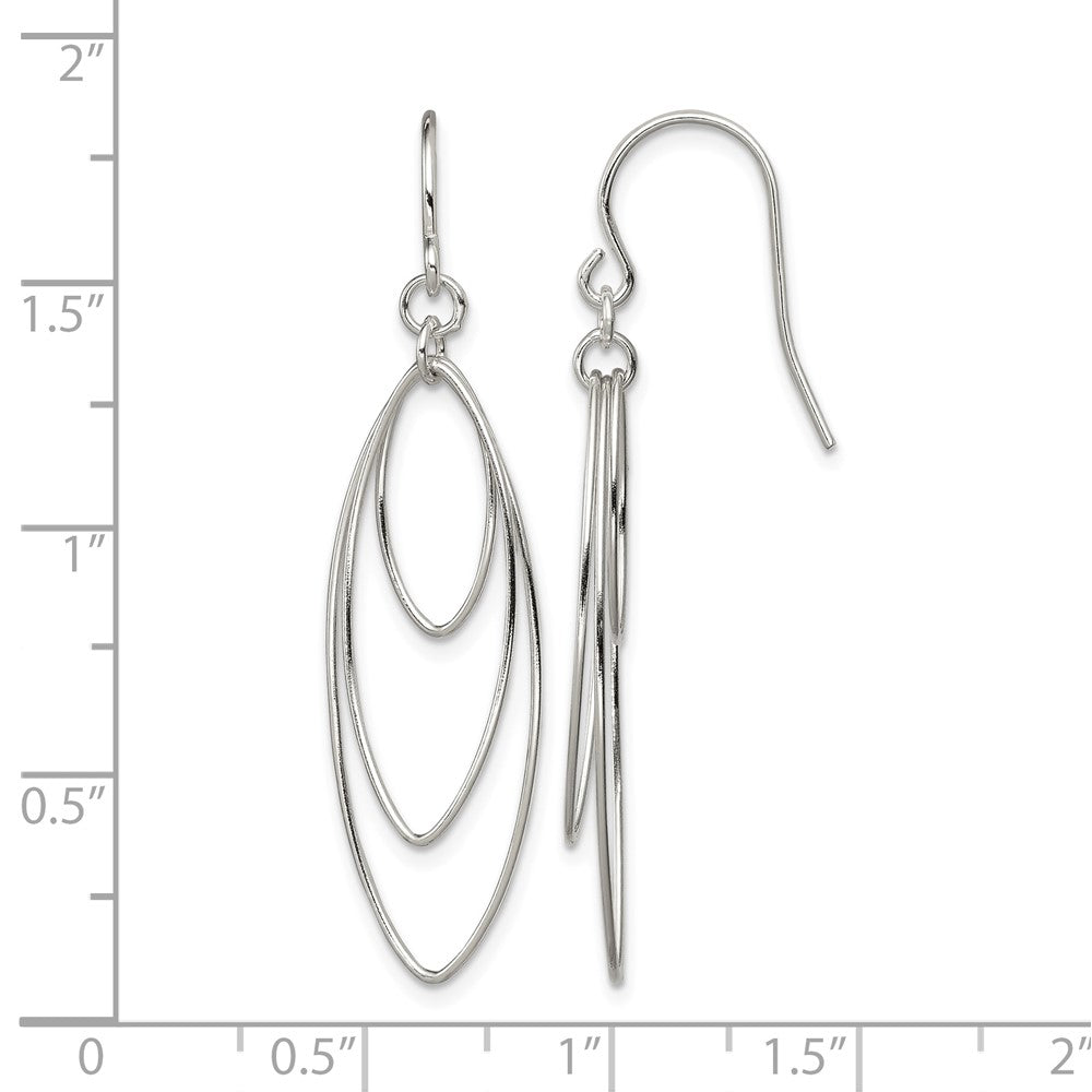 Sterling Silver Polished Triple Marquise Shape Dangle Earrings