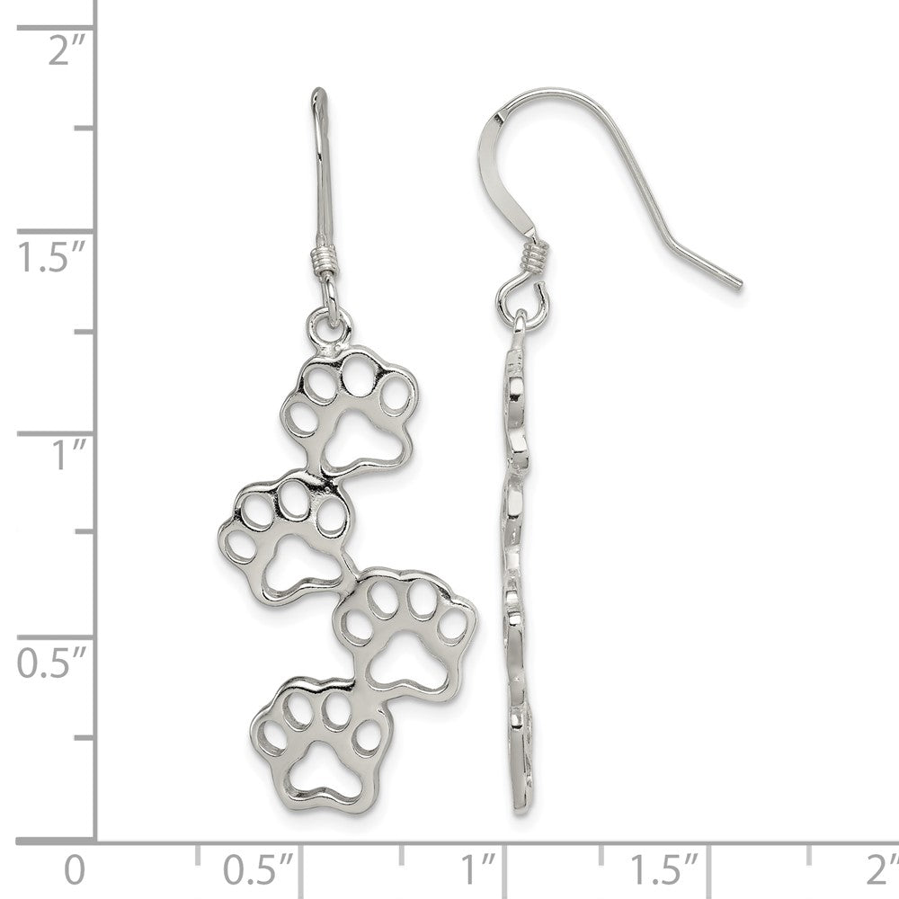 Sterling Silver Four Paw Prints Earrings