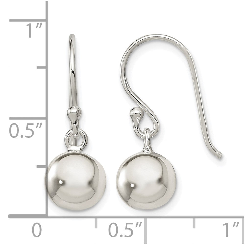 Sterling Silver Dangle Ball Shephard Hook Earrings