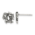 Sterling Silver Antiqued Dragon Post Earrings