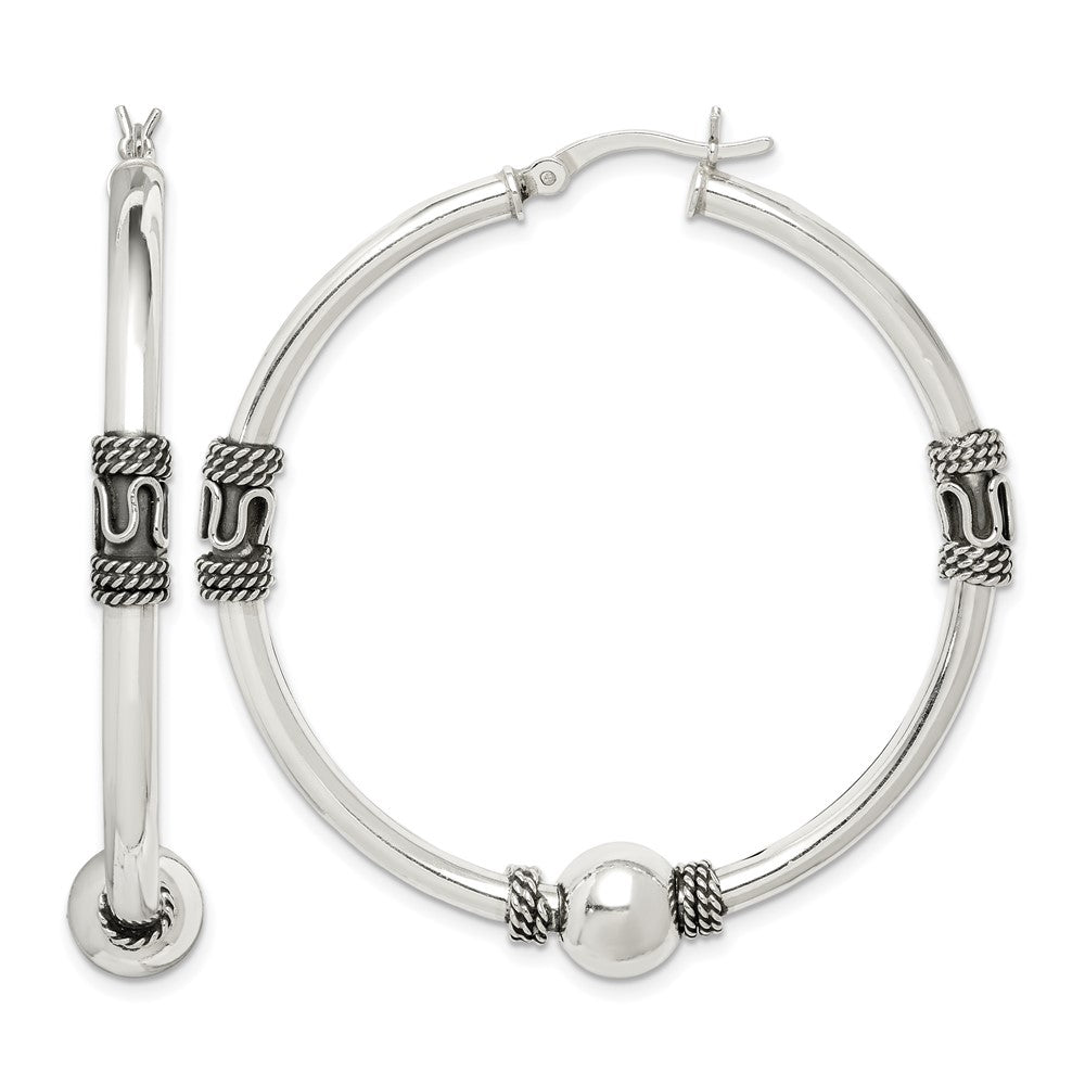 Sterling Silver Antiqued Hoop Earrings
