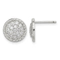 Sterling Silver Rhodium-plated Polished & Twisted CZ Circle Post Earrings