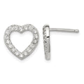 Sterling Silver Rhodium-plated CZ Open Heart Post Earrings