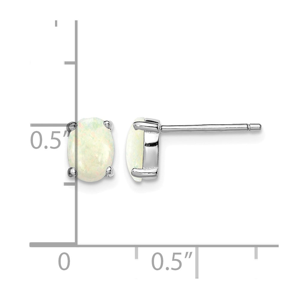 Sterling Silver Rhodium-plated Created Opal Post Earrings