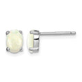 Sterling Silver Rhodium-plated Created Opal Post Earrings
