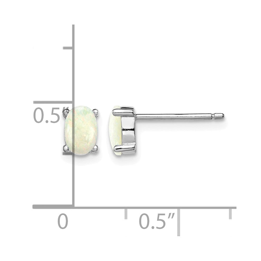 Sterling Silver Rhodium-plated Created Opal Post Earrings