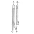 Sterling Silver RH-plated Polished CZ & Multi-Chain Post Dangle Earrings