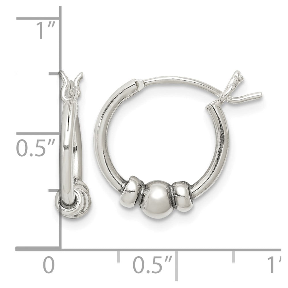 Sterling Silver Antiqued Beaded Hoop Earrings