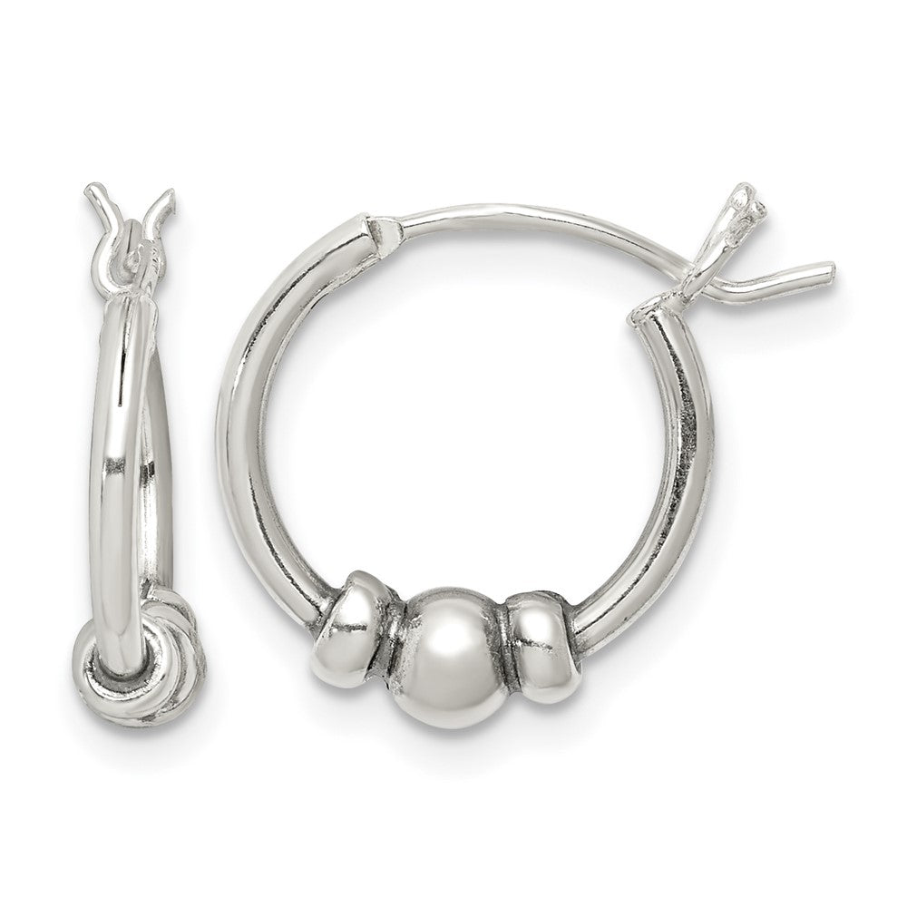 Sterling Silver Antiqued Beaded Hoop Earrings