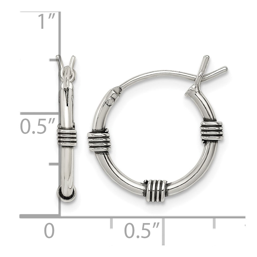 Sterling Silver Antiqued Hoop Earrings