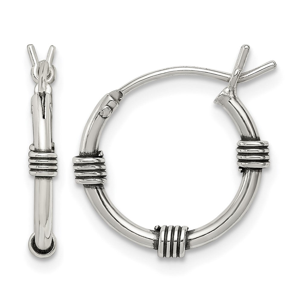 Sterling Silver Antiqued Hoop Earrings