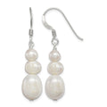 Sterling Silver Polished 6-10mm Freshwater Cultured Pearl Dangle Earrings
