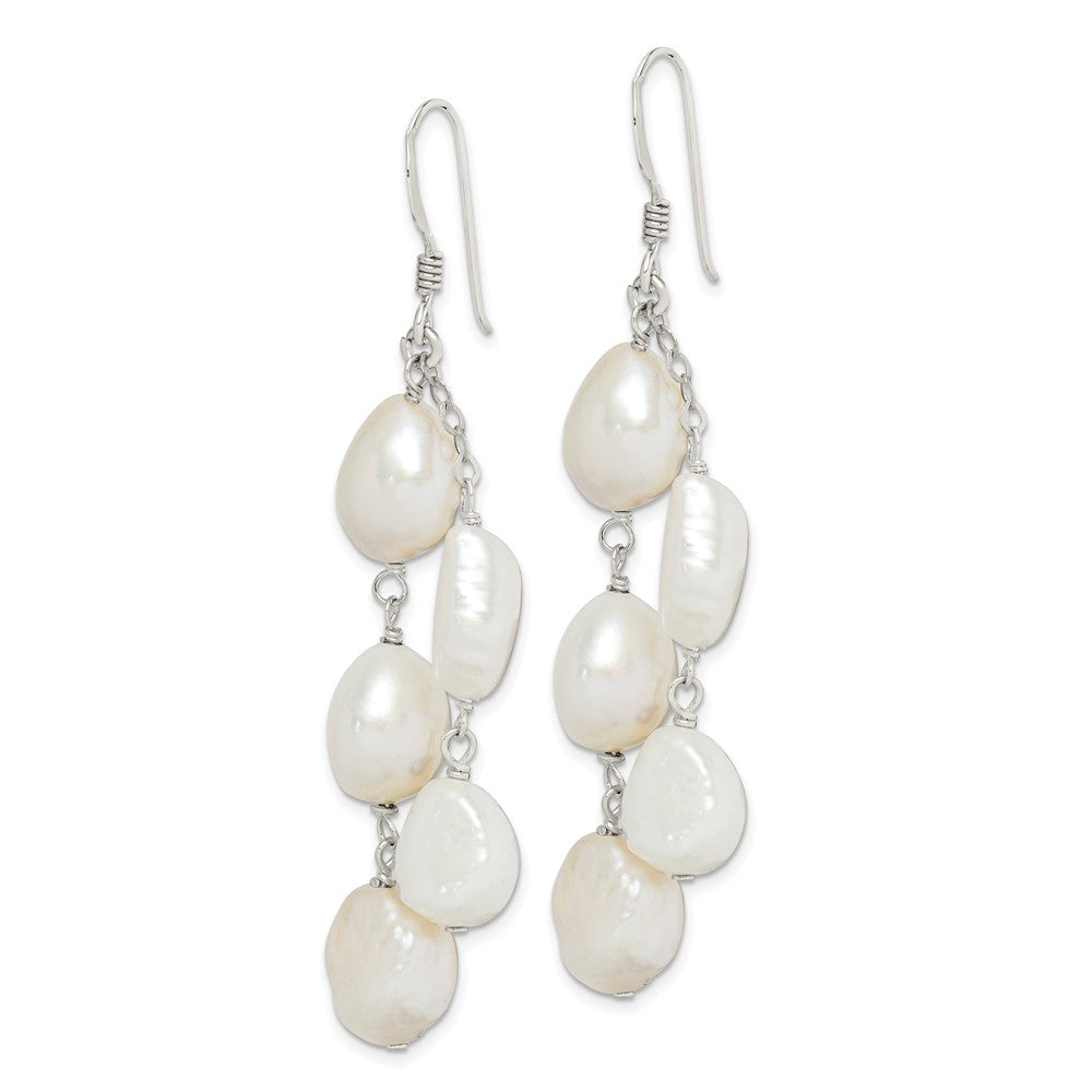 Sterling Silver Polished FWC Pearl 2-Strand Dangle Earrings