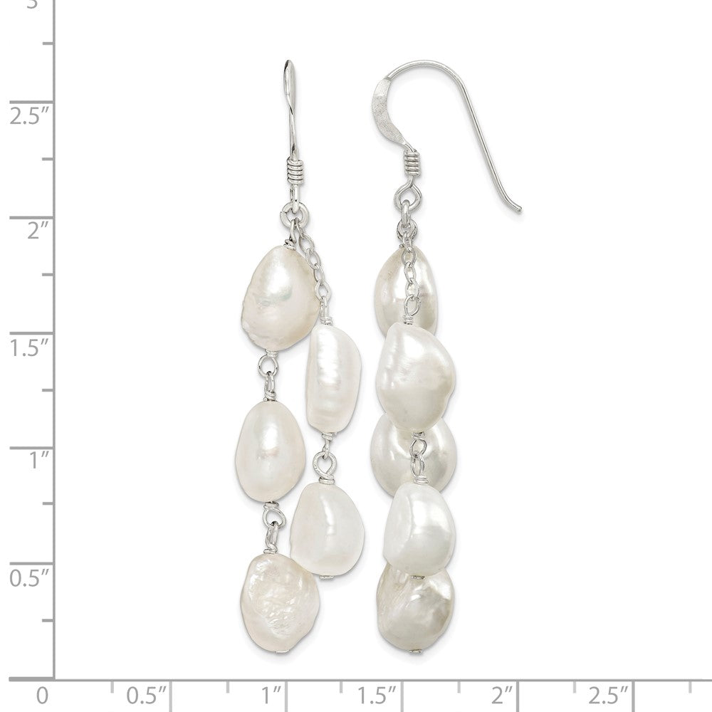 Sterling Silver Polished FWC Pearl 2-Strand Dangle Earrings