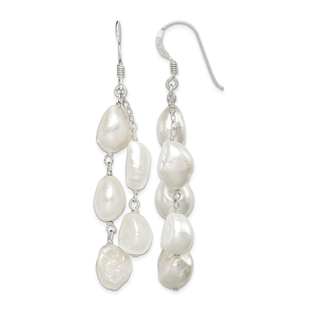 Sterling Silver Polished FWC Pearl 2-Strand Dangle Earrings