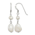 Sterling Silver Polished Baroque & Semi-Round FWC Pearl Dangle Earrings