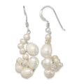 Sterling Silver Polished Crystal & FWC Pearl Cluster Dangle Earrings