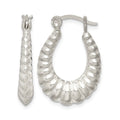 Sterling Silver Polished Shrimp Oval Hoop Earrings