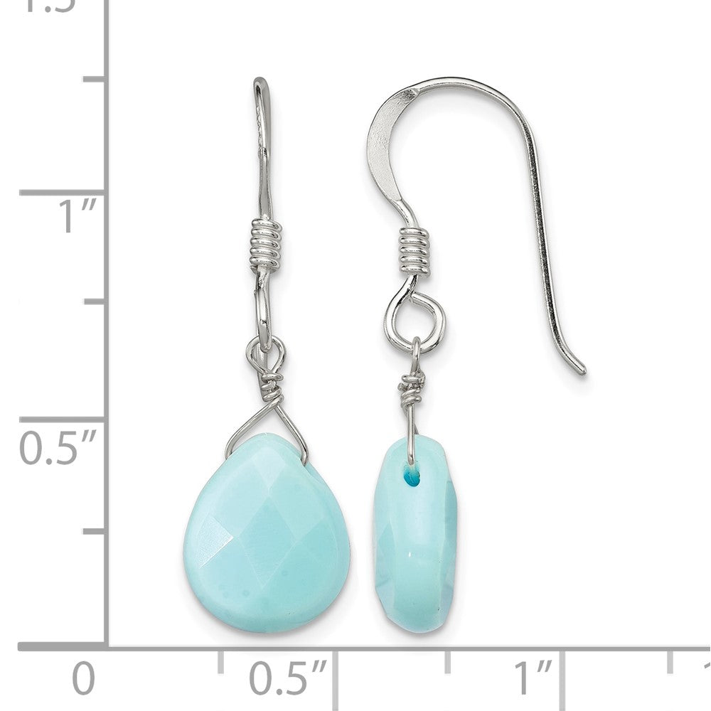 Sterling Silver Polished Amazonite Teardrop Dangle Earrings