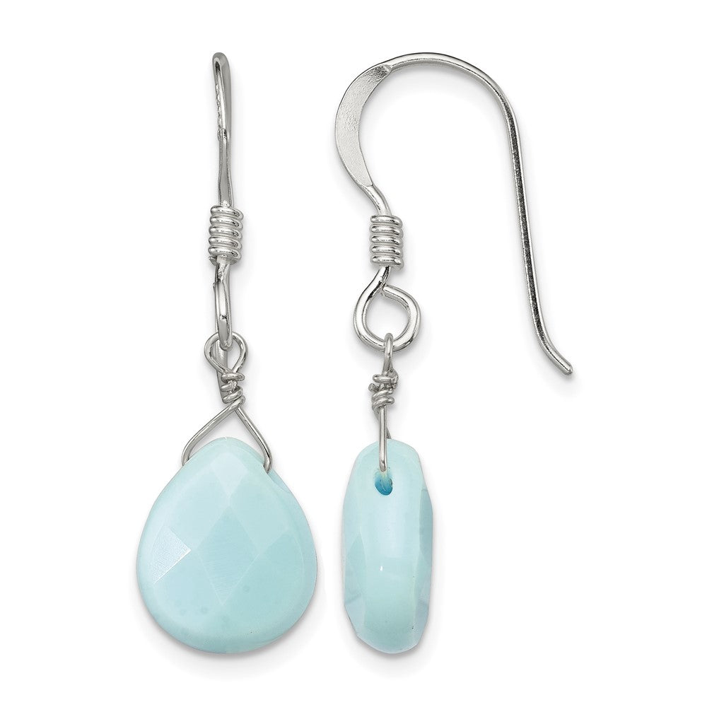 Sterling Silver Polished Amazonite Teardrop Dangle Earrings