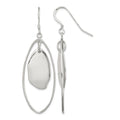 Sterling Silver Polished Fancy Oval Dangle Earrings