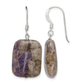Sterling Silver Polished Amethyst Rectangle Dangle Earrings