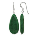 Sterling Silver Polished Green Jade Teardrop Dangle Earrings