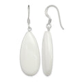 Sterling Silver Polished White Jade Teardrop Dangle Earrings
