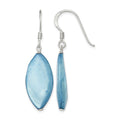 Sterling Silver Polished Blue Mother of Pearl Marquise Dangle Earrings