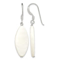 Sterling Silver Polished White Mother of Pearl Marquise Dangle Earrings