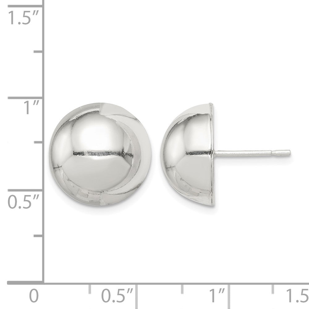 Sterling Silver Polished 14mm Button Earrings