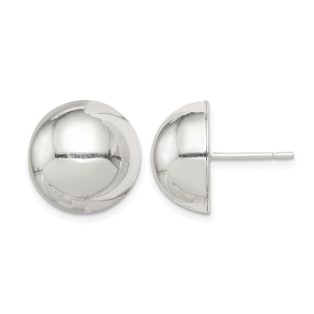 Sterling Silver Polished 14mm Button Earrings