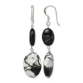 Sterling Silver Polished Black Sardonyx & Zebra Jasper Dangle Earrings