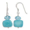 Sterling Silver Polished Aquamarine Crystal & Blue Jade Dangle Earrings