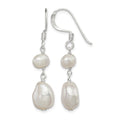 Sterling Silver Polished White Freshwater Cultured Pearl Dangle Earrings