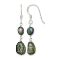 Sterling Silver Black Baroque FW Cultured Pearl Dangle Earrings