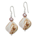 Sterling Silver Polished Brown MOP & FWC Pearl Dangle Earrings