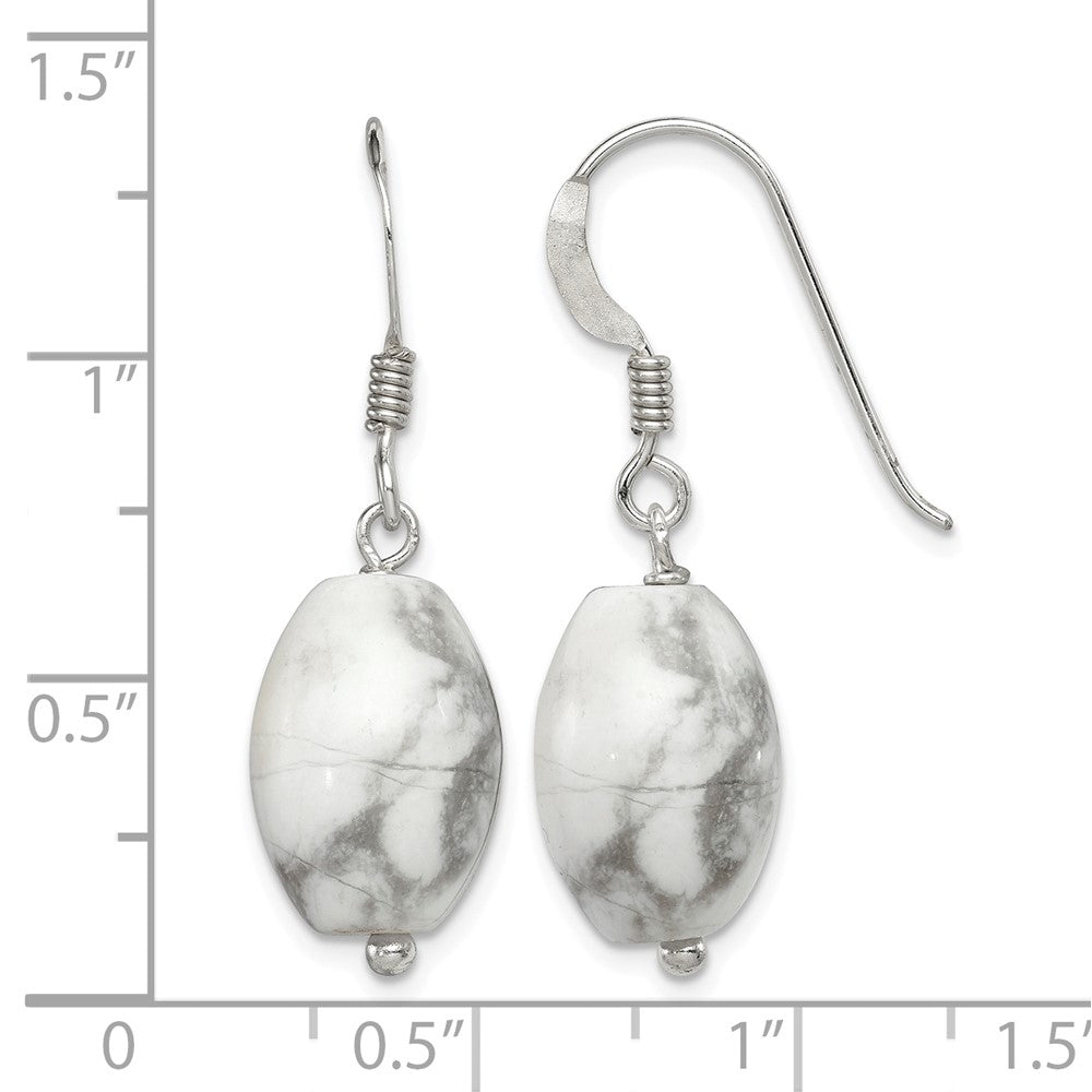Sterling Silver Polished Oval Howlite Dangle Earrings
